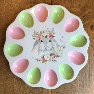 Deviled Egg Easter Plate Susan Winget Design Bunny Rabbit Flower Tray